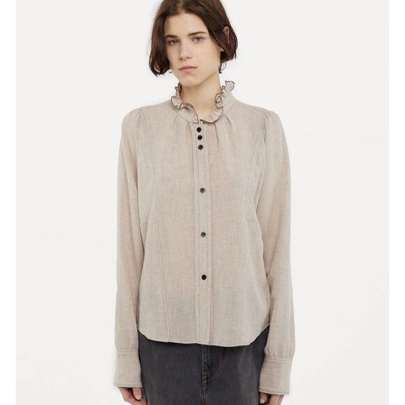 Isabel Marant Tops - Etoile Isabel Marant Melphine Wool Blend High Neck Ruffle Blouse 38 6